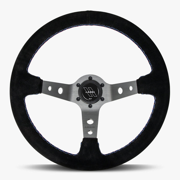 The Daytona | Black Alcantara Suede | Silver Spoke | Bavarian Stitch