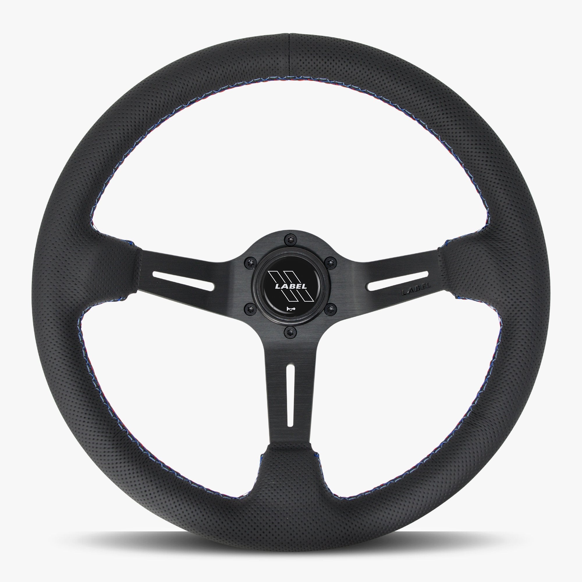 The Le Mans | Black Perforated Leather | Black Spoke
